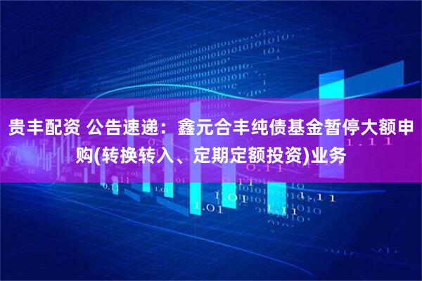 贵丰配资 公告速递：鑫元合丰纯债基金暂停大额申购(转换转入、定期定额投资)业务